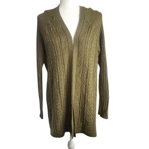 Sonoma Olive Green Cable Knit Cardigan Size XL